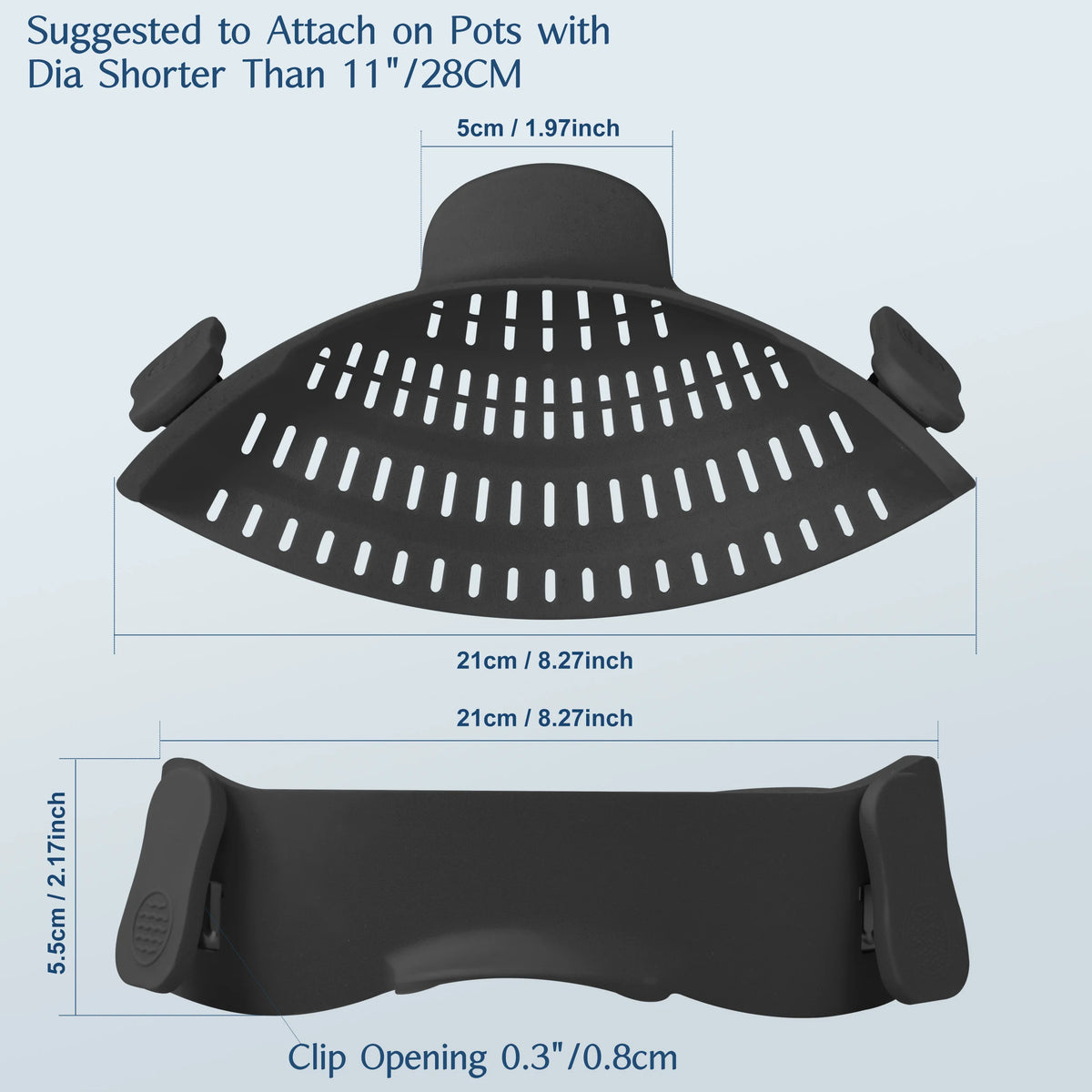 1pc Adjustable Silicone Clip-On Strainer for Pots Pans Bowls Kitchen
