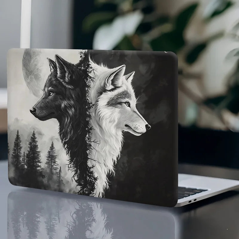 3 Art Scratch Protection Stickers for MacBook PC Chromebook - Wolf Full Moon