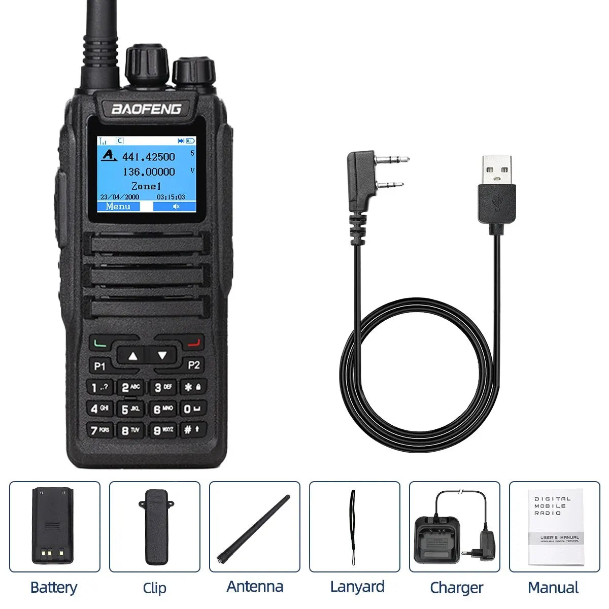 Baofeng DMR DM 1701 Digital Walkie Talkie Dual Mode Analog Two Way Radio Open GD77 Dual Time Slot Tier 1+2 Ham Radio DR 1801-EXPROTAS