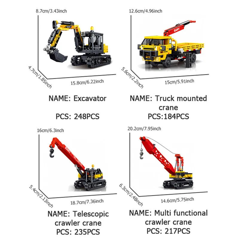 SEMBO 4in1 Rotary Drilling Rig Building Blocks Construction Vehicle Truck Toy Gift