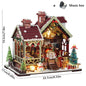 DIY Wooden Dollhouse Christmas Lodge Miniatures with LED Lights Assembly Model Gift - EXPROTAS