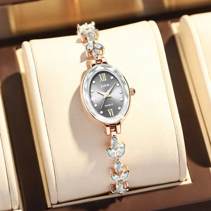 UTHAI V22 Women’s Luxury Oval Diamond Bracelet Watch Waterproof Quartz Fashion