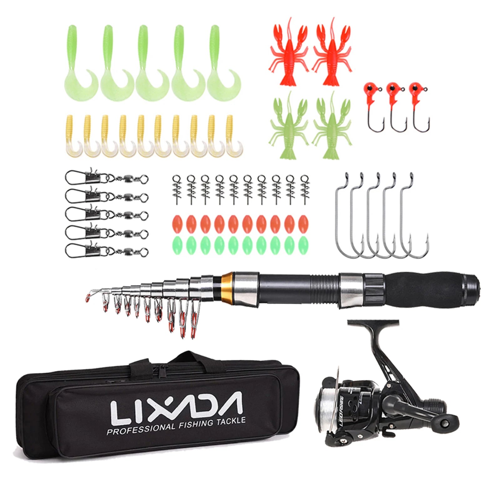 Lixada 2.1m 2.3 m Telescopic Fishing Rod Reel Combo Full Kit Carbon Fiber Rod Pole Spinning Reel Fishing Bag Case Pesca Gear Set-EXPROTAS