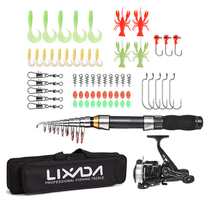 Lixada 2.1m 2.3 m Telescopic Fishing Rod Reel Combo Full Kit Carbon Fiber Rod Pole Spinning Reel Fishing Bag Case Pesca Gear Set-EXPROTAS