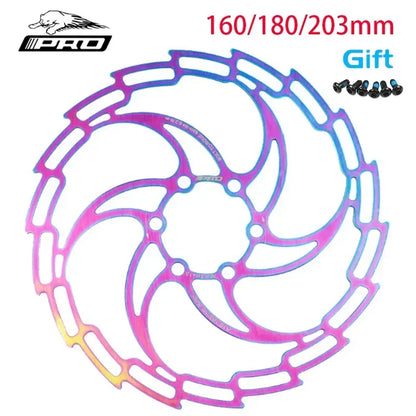Colorful Stainless Steel Bike Disc Rotor 160/180/203mm 6-Bolt MTB Road Bicycle