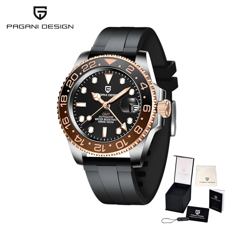 PAGANI Design PD-1662 Men’s Automatic Watch Stainless Steel Ceramic Bezel Waterproof