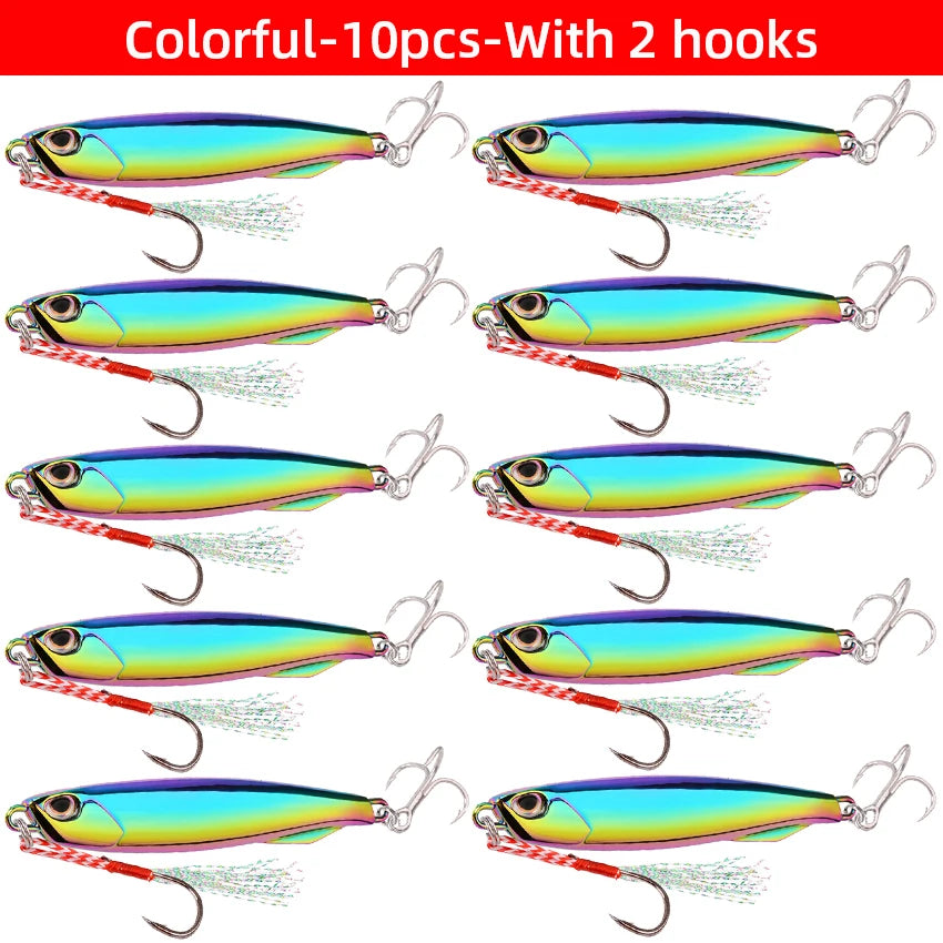 10pcs Fishing Lure Metal Jig Baits Sea Saltwater Casting Tackle 7g-80g