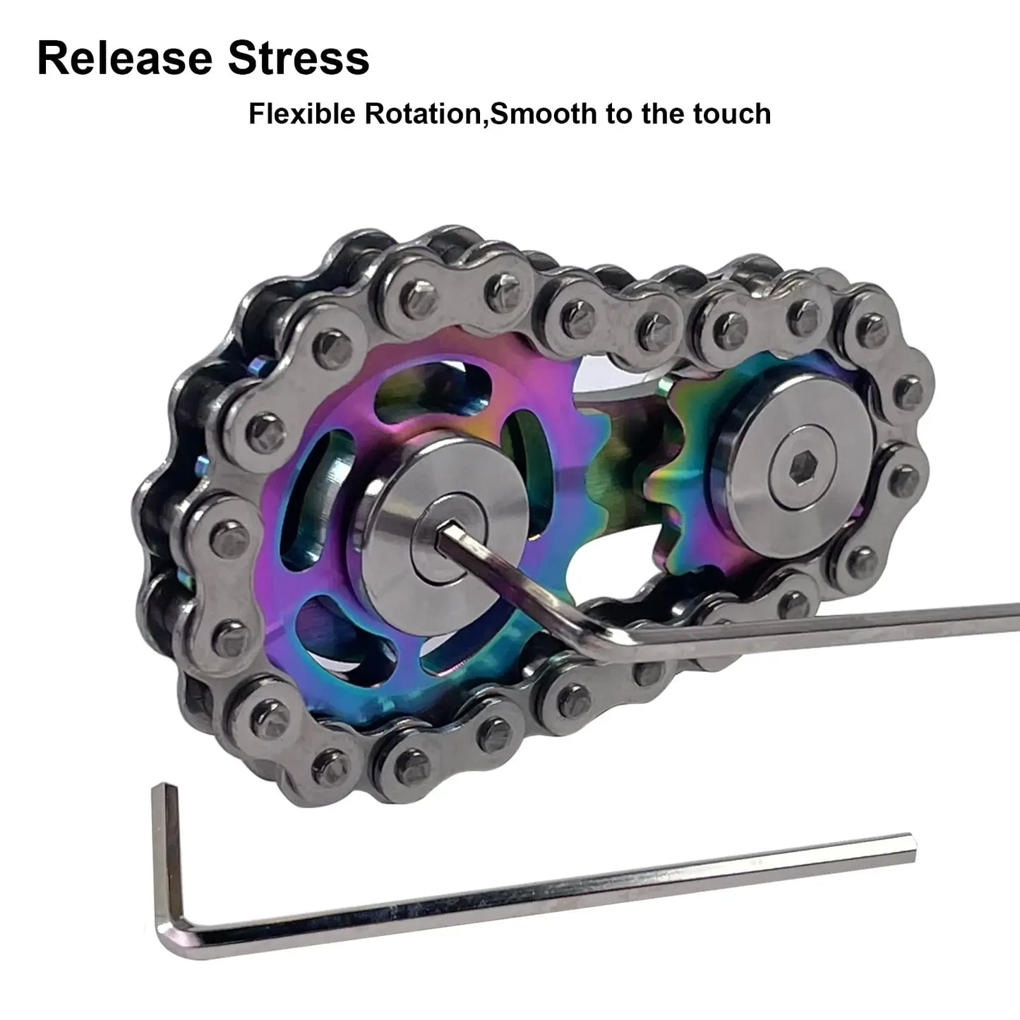 Metal Gear Fidget Spinner Chain Hand EDC Toy for Adults Stress Relief ADHD