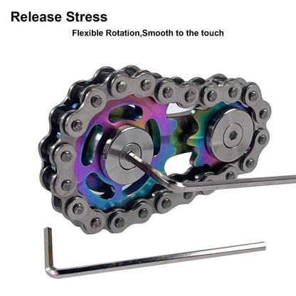 Metal Gear Fidget Spinner Chain Hand EDC Toy for Adults Stress Relief ADHD