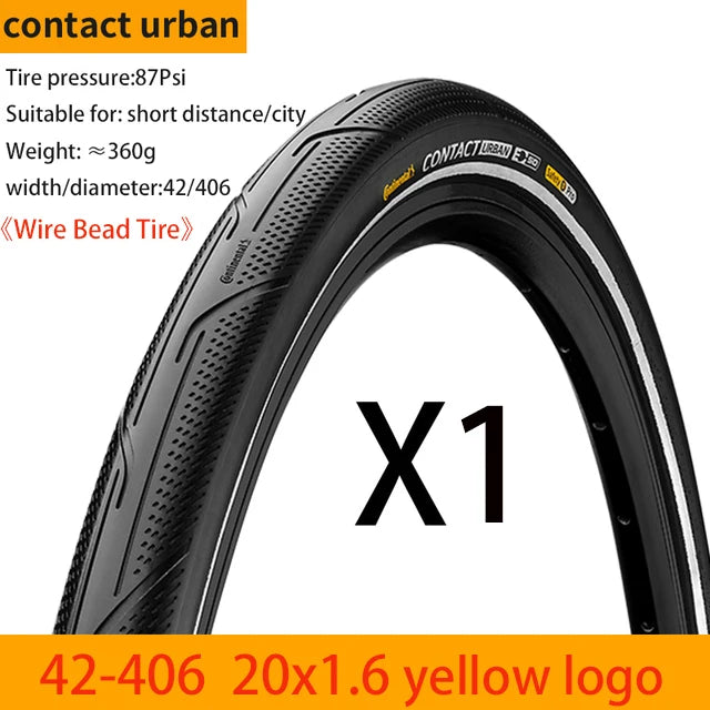 Continental Contact Urban Tyre 16/20 Inch Wire Bead Reflective BMX Folding Bike