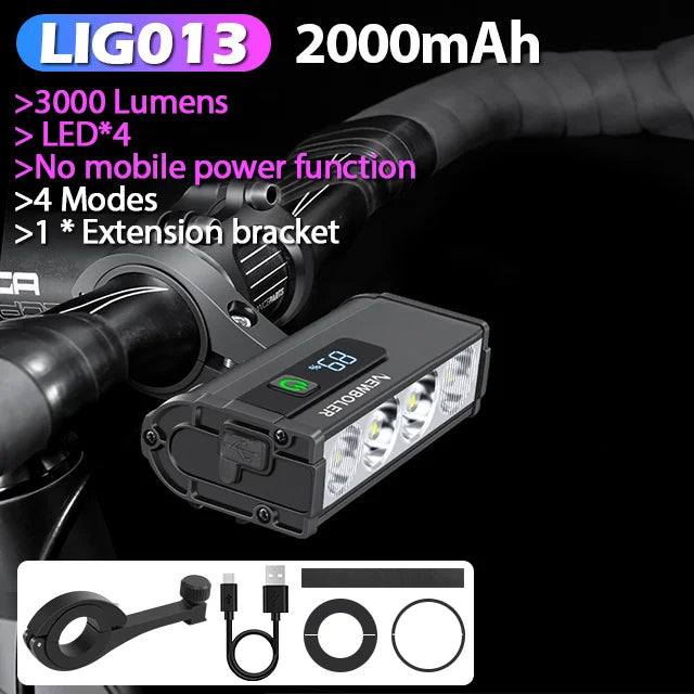 NEWBOLER Bicycle Front Headlight 10000 Lumen 10000mAh USB Rechargeable MTB Road - EXPROTAS
