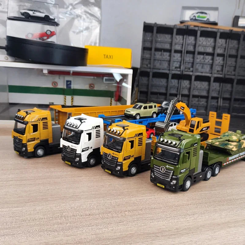 1/50 Scale Alloy Engineering Vehicle Model Set Diecast Excavator Transporter Car Toys Kids Boys Gift Tank Voiture Miniature-EXPROTAS