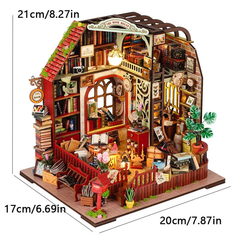 Wooden DIY Mini Dollhouse 3D Puzzle Room Kit with Furniture Birthday Gift - EXPROTAS