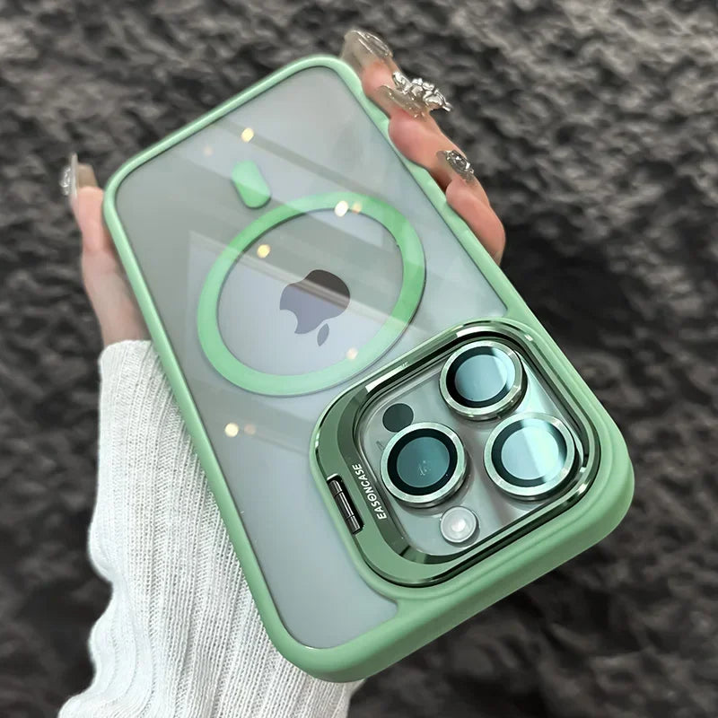 Clear Shockproof Ring Stand Case for iPhone 11-16 Pro Max Lens Protection