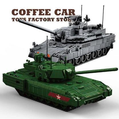 WW2 T-14 Main Battle Tank Building Blocks Armored Vehicle MOC Model Toy Gift