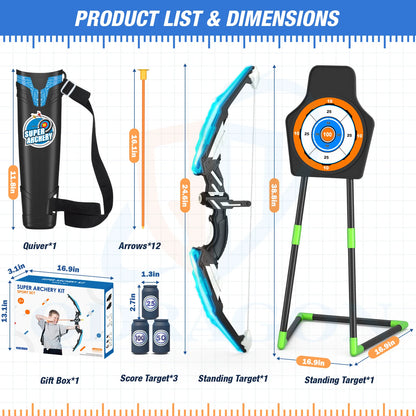 Bow And Arrows For Children Kids Archery Bow Practice Recurve Bow Outdoor Sports Game Hunting Shooting Toy Boys Gift Bow Kit Set-EXPROTAS