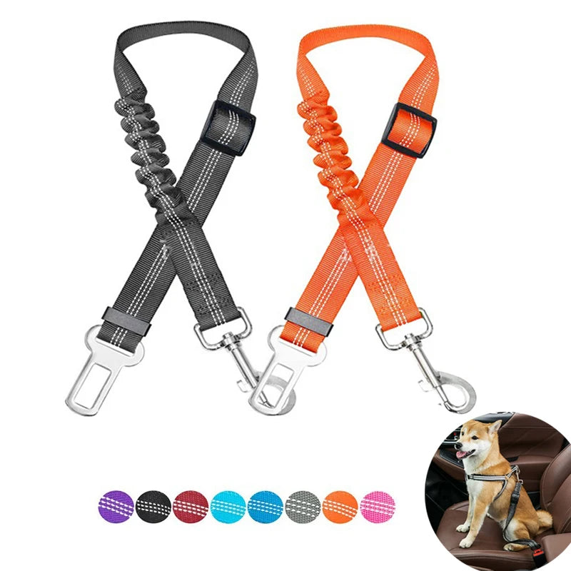 Adjustable Dog Car Seat Belt Harness Travel Safety Elastic Restraint Strap