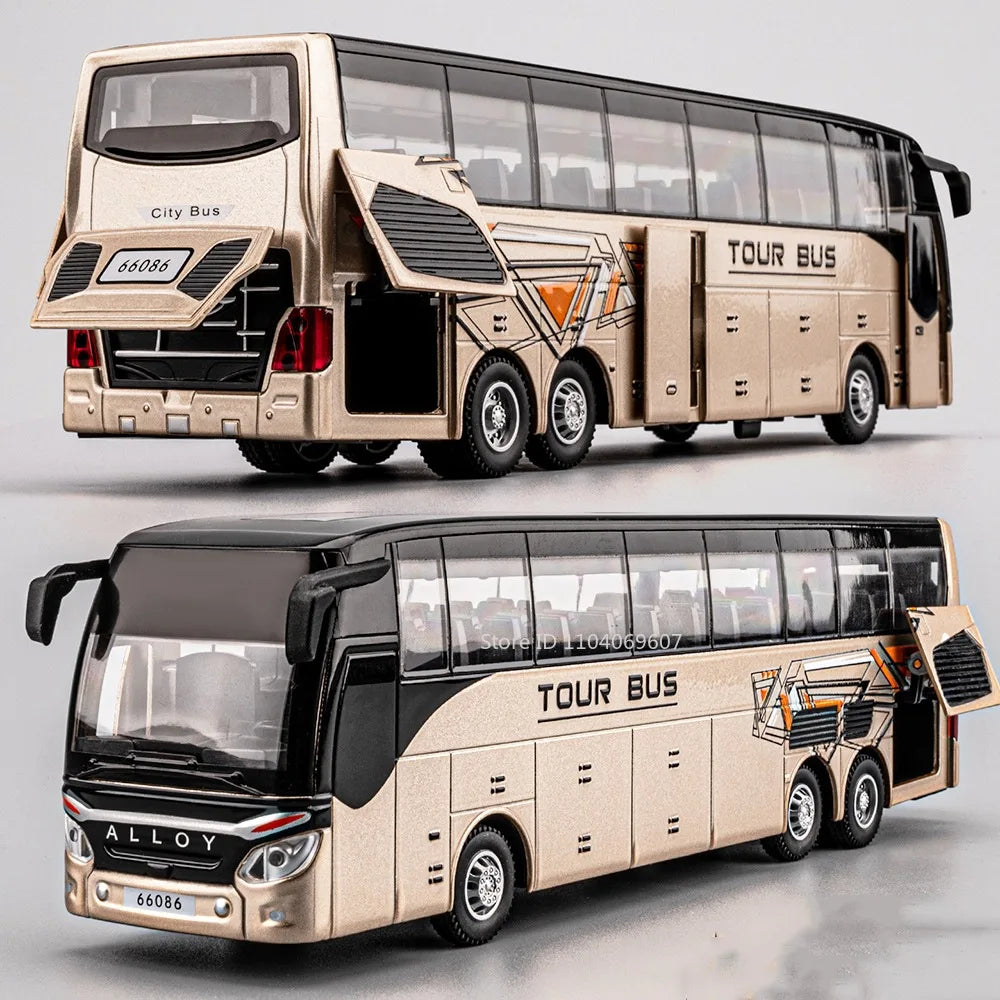 1:30 Sound Light Double Decker Bus Alloy Diecast Model for Kids Gifts
