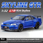 1:32 Nissan GTR R34 Skyline Supercar Alloy Metal Diecast Car Model Sound & Light Collection of Hobby Models Trendy Ornament Gift
