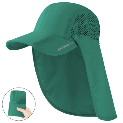 BASSDASH UPF 50+ Fishing Hat Foldable Cap with Removable Neck Flap