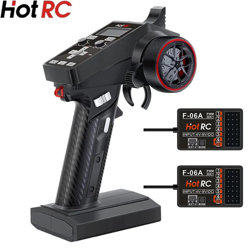 Hotrc CT-6A/CT-4A 6CH/4CH 2.4GHz Radio Transmitter with F-06A/F-04A Receiver for RC Car Boat Tank