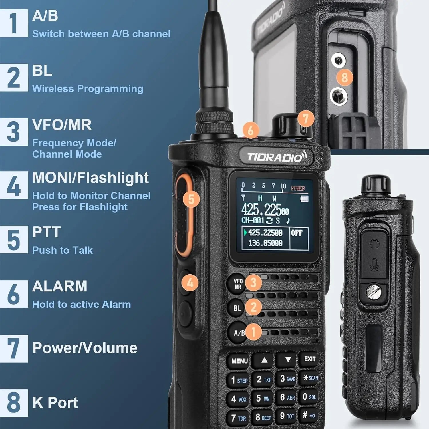 TIDRADIO 2nd Gen TD-H8 10W Professional Walkie Talkie Portable Long Range Radio Phone Wireless Programmable Search Repeaters-EXPROTAS