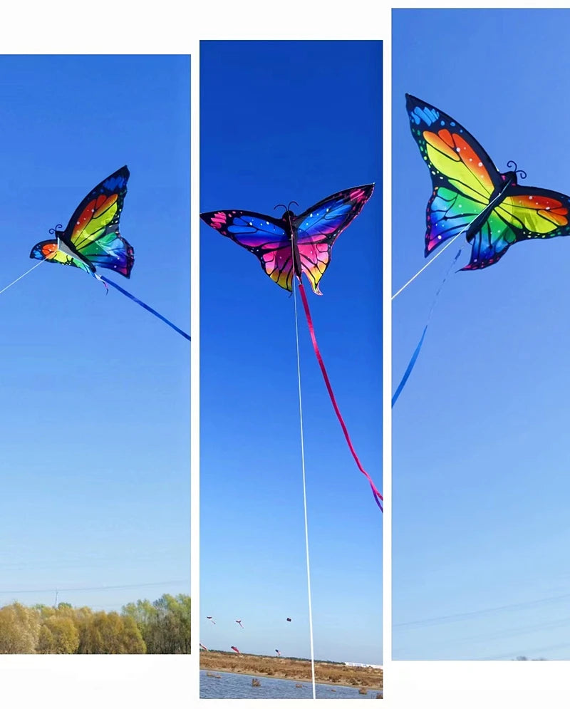 Butterfly Kite 50m Line Beautiful Outdoor Flying Game Activities Colorful