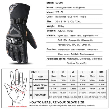 SUOMY Winter Motorcycle Gloves Waterproof Warm Pink Purple Riding Gloves for Women
