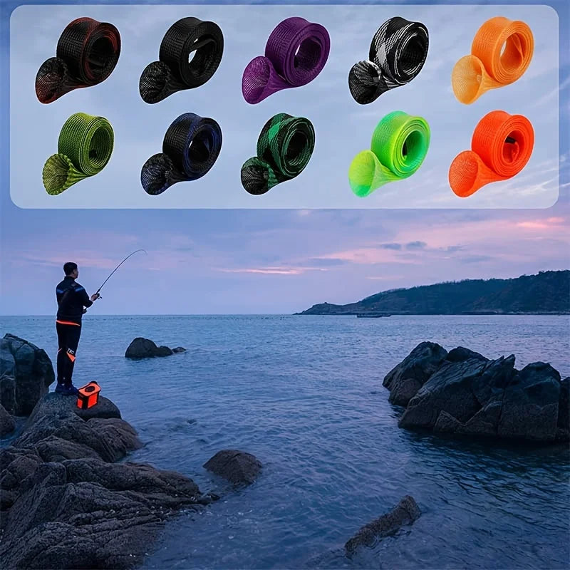 12Pcs Rod Sock Mesh Fishing Sleeve Covers Flat Pointed End Pole Protector