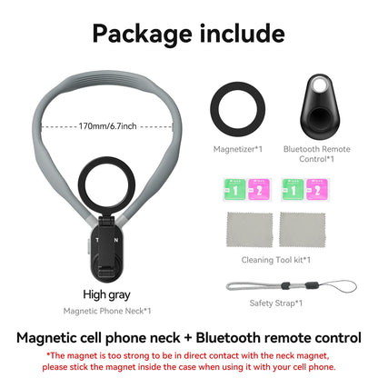 TELESIN Silicone Neck Hold Mount for GoPro Hero 12 11 10 9 8 7 6 Insta360 DJI Osmo Action Smartphone Magnetic Action Accessories-EXPROTAS