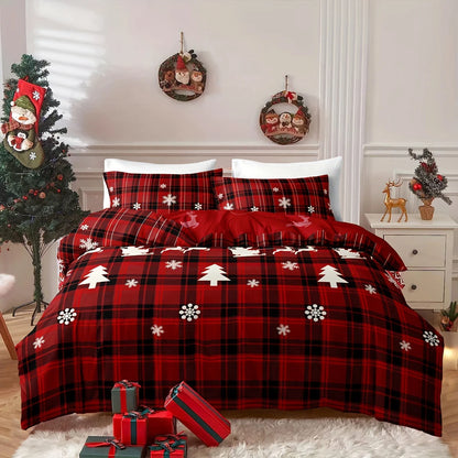 3-Piece Christmas Duvet Cover Set Reversible Bedding Quilt Double King Size