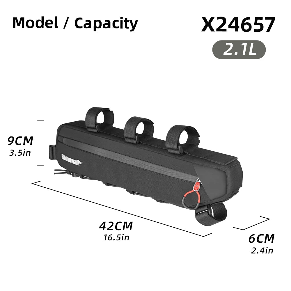 Rhinowalk Bike Frame Bag 2.1L-2.7L Splash-Proof Bicycle Under Tube Bag Triangle Bag Double Sided SBS Zipper Bottom binding syste