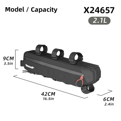 Rhinowalk Bike Frame Bag 2.1L-2.7L Splash-Proof Bicycle Under Tube Bag Triangle Bag Double Sided SBS Zipper Bottom binding syste