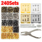 240Pcs Double Cap Rivets Studs Metal for Leather Craft Bag Repair
