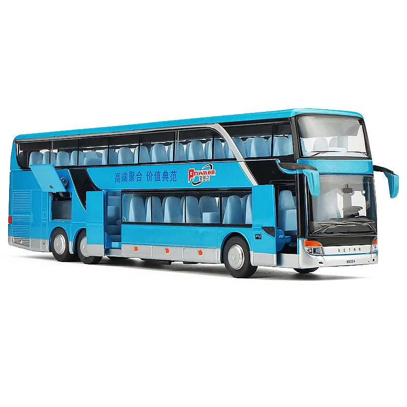 Toy Sound Light Double Decker Bus Kids Die Cast Pull Back Red Car