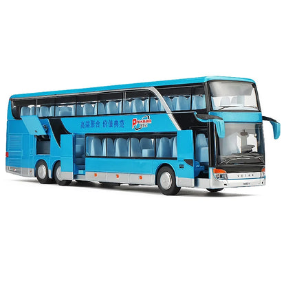 Toy Sound Light Double Decker Bus Kids Die Cast Pull Back Red Car