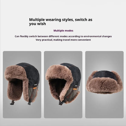 1pc Winter Warm Trapper Hat Russian Ski Cap for Men Aviator Ear Flap