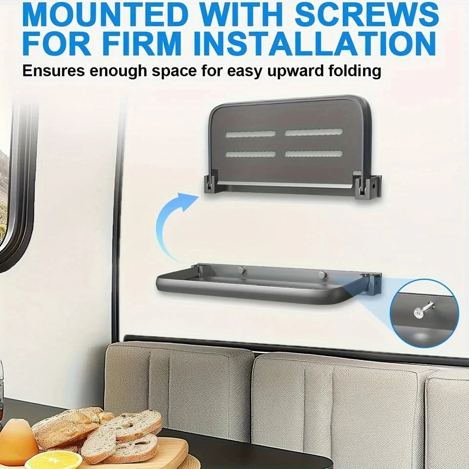 Aluminum Foldable Shelves RV Wall Storage Space Saving Camper Rack