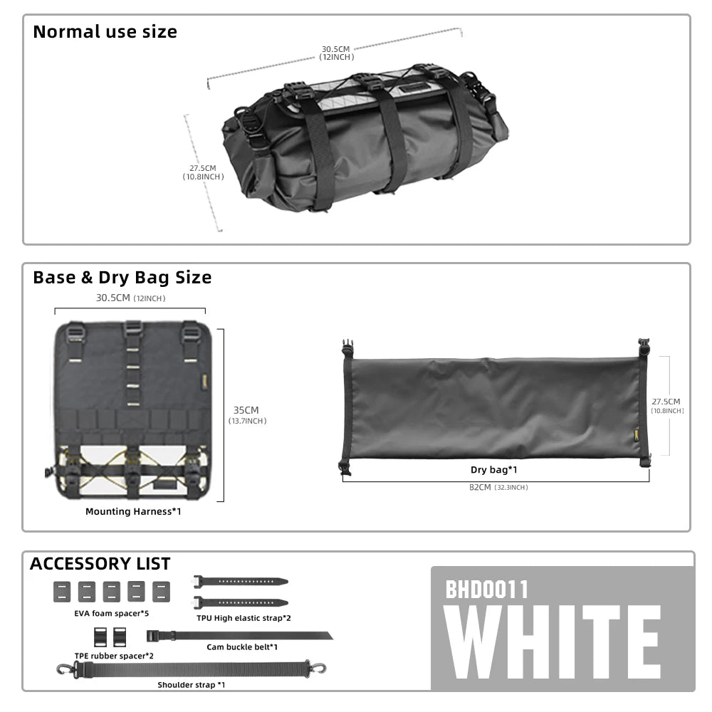 Rhinowalk Bicycle Handlebar Bag 8–13L Waterproof Front Dry Bag Set for MTB Road Gravel Bike