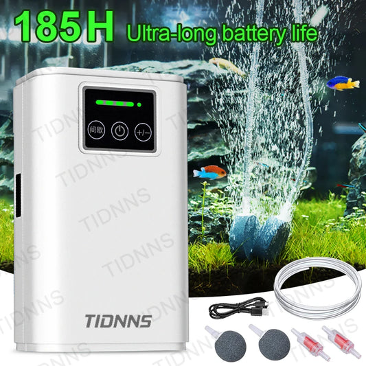 Oxygen Pump USB Rechargeable Portable Air Pump for Fish Tank Aquarium 6000mAh