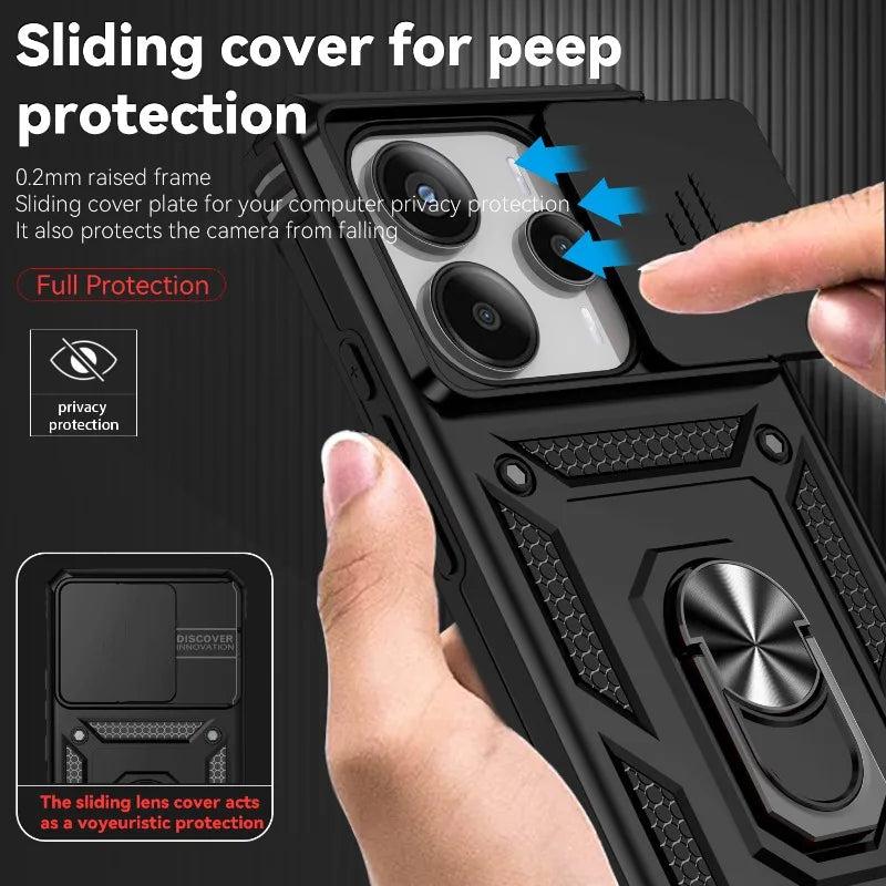 Xiaomi Redmi Note 10-14 Pro Shockproof Case Magnetic Ring Camera Cover