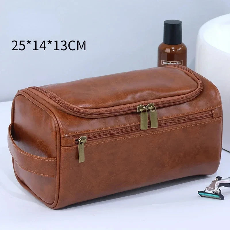 Leather Toiletry Bag Men Women Dopp Travel Hanging Large Cosmetic Wash Bags