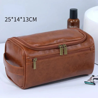 Leather Toiletry Bag Men Women Dopp Travel Hanging Large Cosmetic Wash Bags