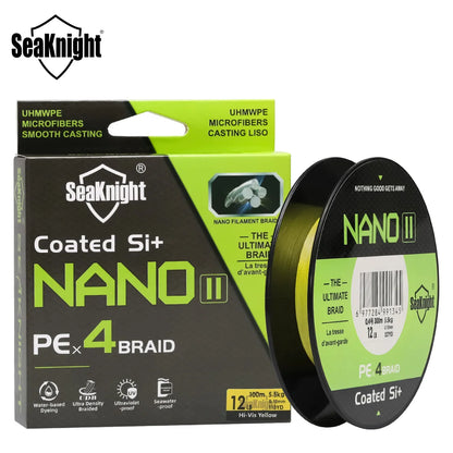 SeaKnight NANO II 4-Strand Braided Fishing Line, 100M/300M 7-15lb UV/Seawater Proof Si+ Coating
