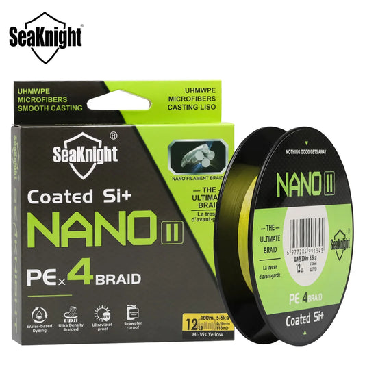SeaKnight NANO II 4-Strand Braided Fishing Line, 100M/300M 7-15lb UV/Seawater Proof Si+ Coating