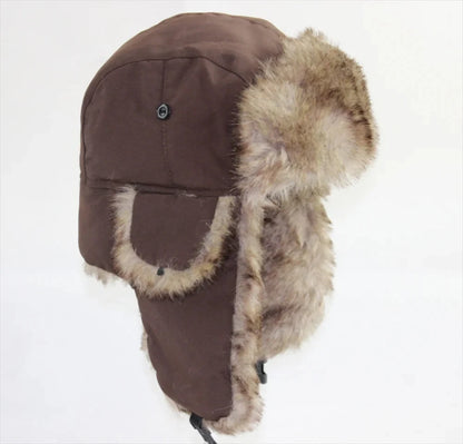 Winter Ushanka Trapper Hat Mens Russian Ear Flap Fur Cap
