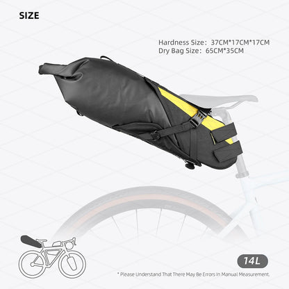 Waterproof Rhinowalk 14L Bike Saddle Bag Stable Not Shaking Removable Dry Bag for Mtb Road Gravel Bike Bikepacking