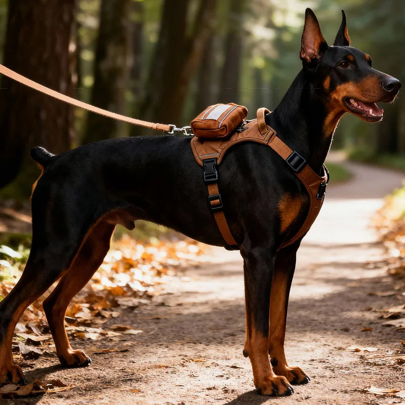 Adjustable Training Dog Outdoor Vest with Backpack & Elastic Leash