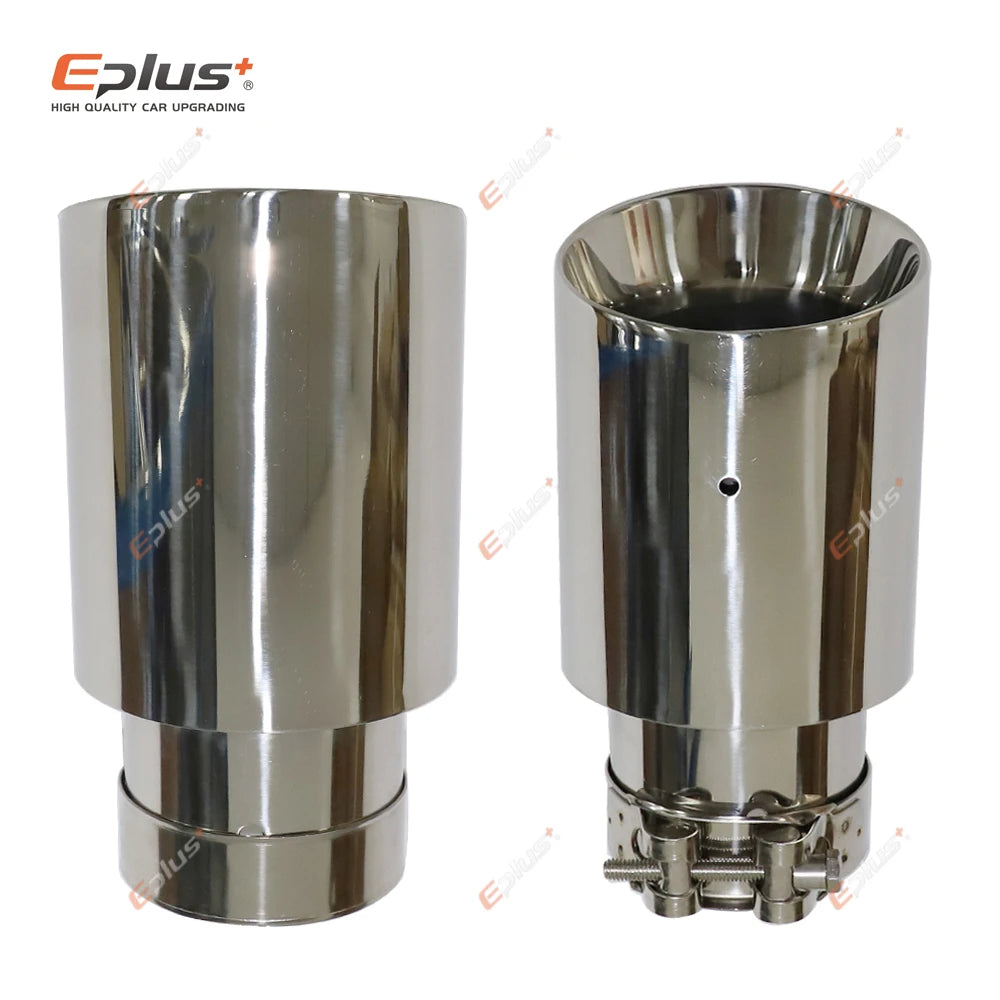 Car Stainless Steel Silver Muffler Tip Universal Exhaust Pipe Mufflers bilayer Nozzle bilayer Decoration Bevel End-EXPROTAS