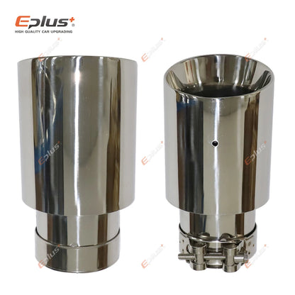 Car Stainless Steel Silver Muffler Tip Universal Exhaust Pipe Mufflers bilayer Nozzle bilayer Decoration Bevel End-EXPROTAS
